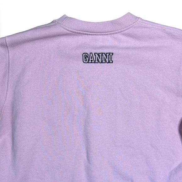 Ganni Software Puff Sleeve Sweet Lilac Rose Pink Sweatshirt Medium - Picture 6 of 10